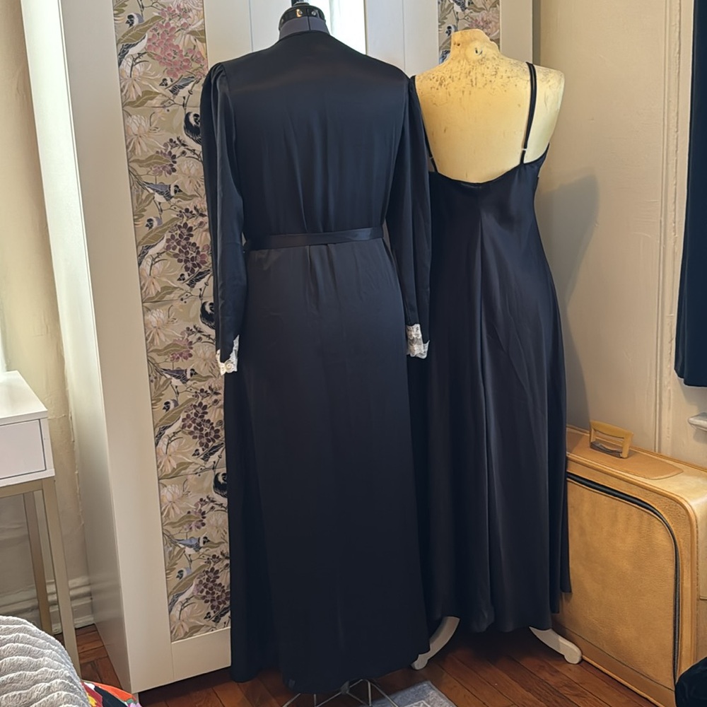 Vintage Black & Lace Peignoir Nightgown by Naughty & Nice Barbi Benton Intimates - Picture 6 of 10